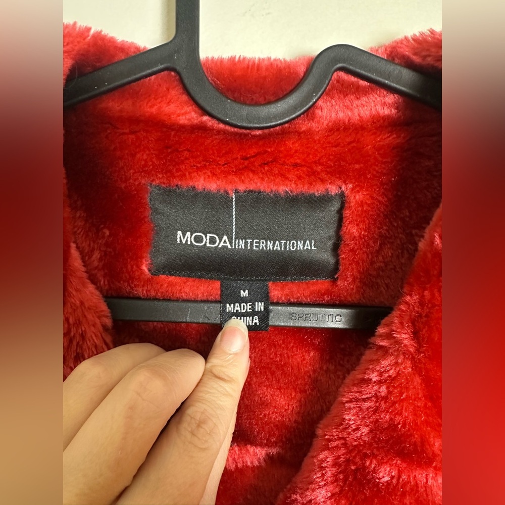 Red Suede Moda International Patchwork Jacket Medium Vintage 90s Y2K - Picture 3 of 5